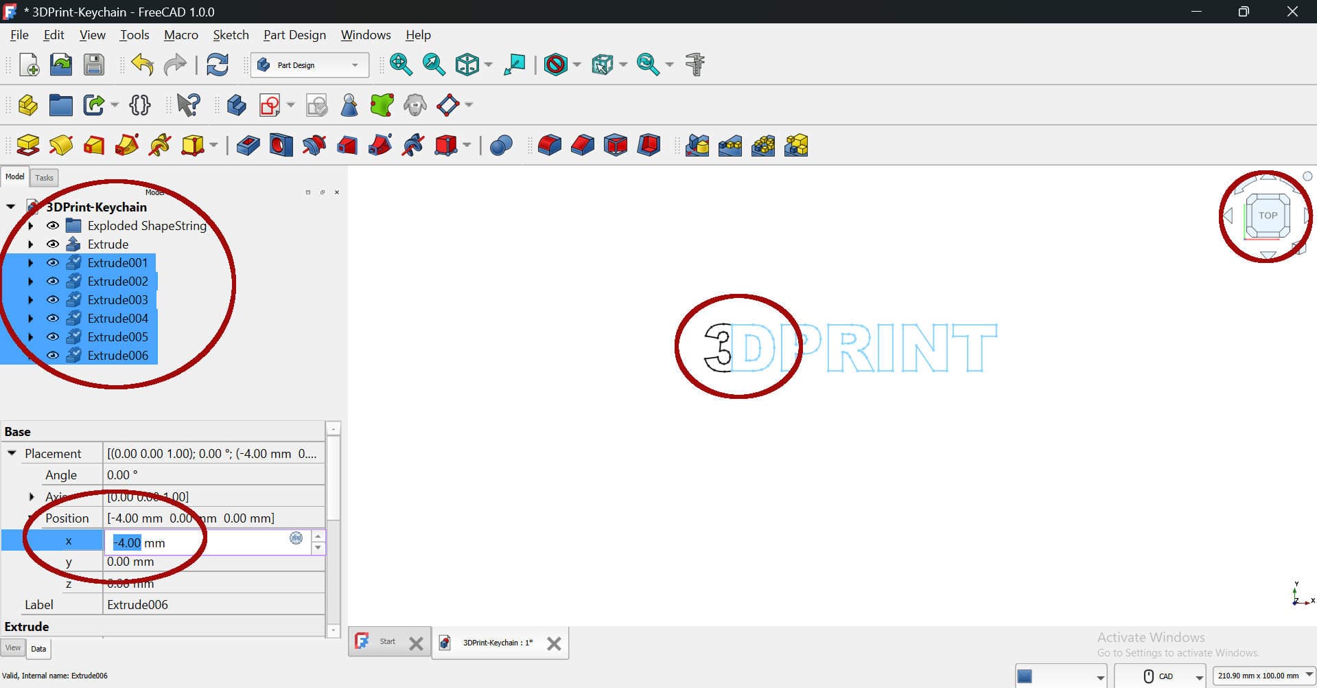 FreeCAD Nudge Letters