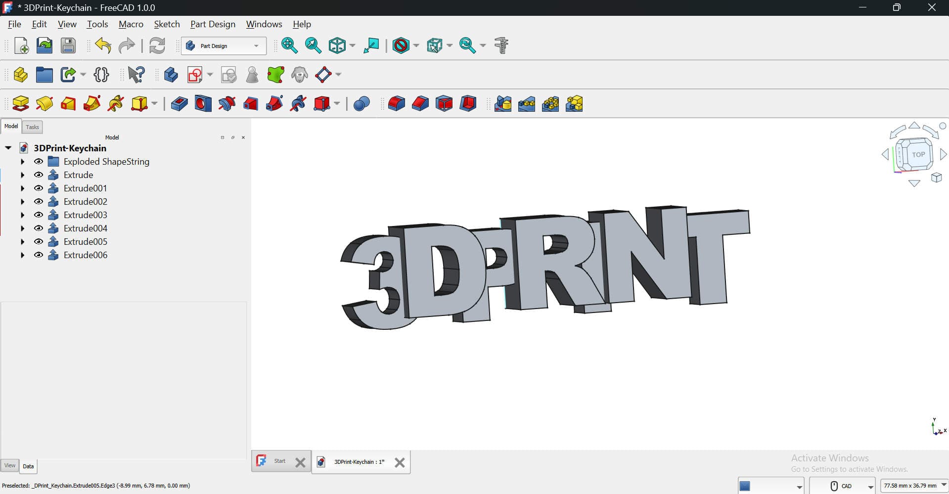 FreeCAD Nudge Letters