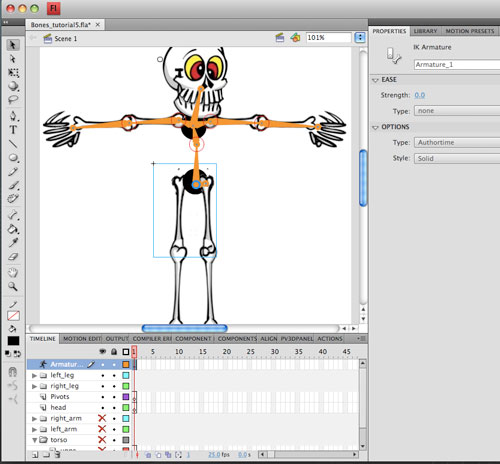 Screenshot of the Adobe Animate software