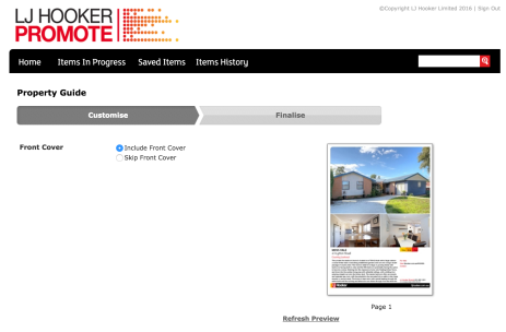LJ Hooker Web To Print Platform